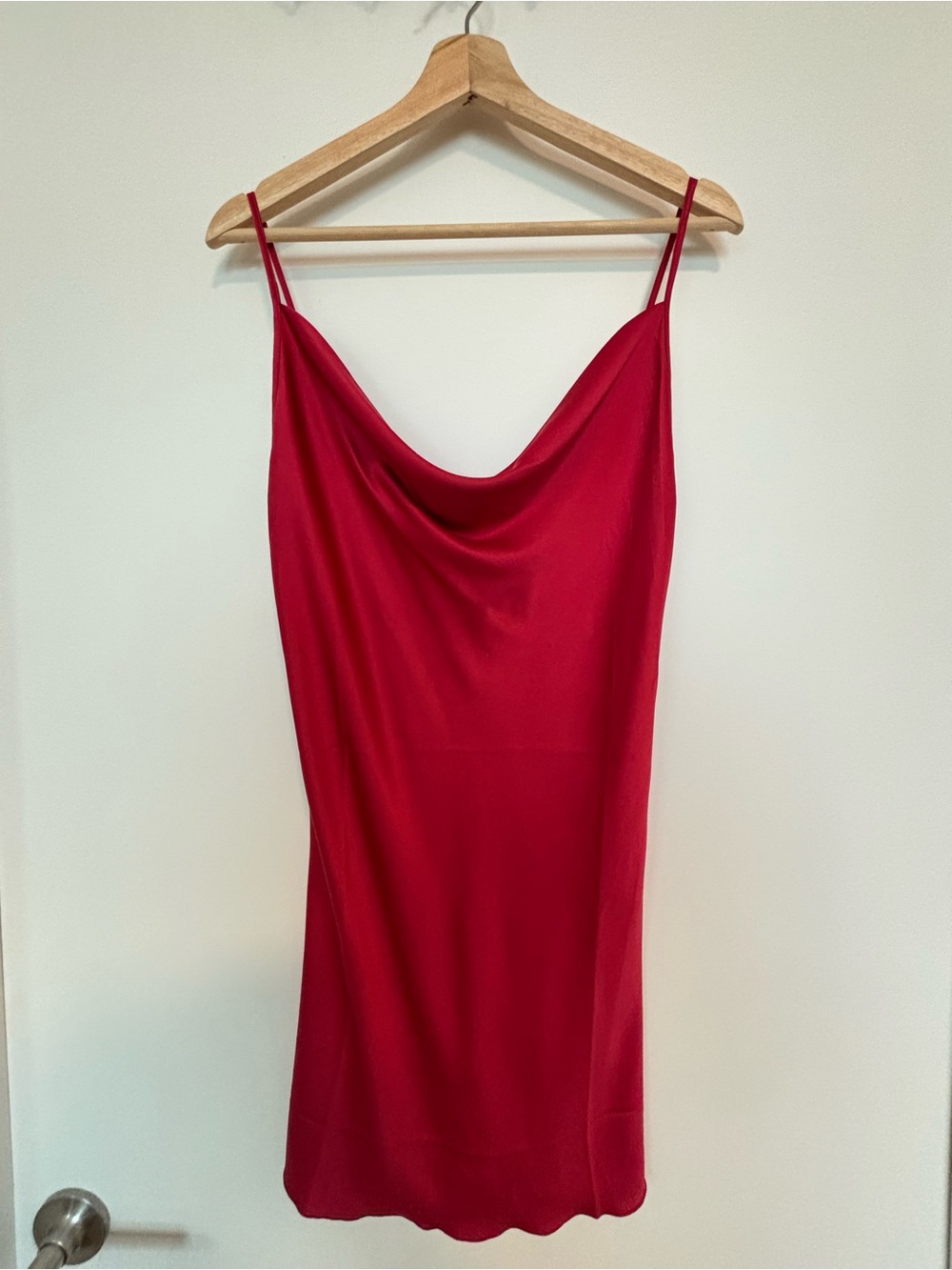 Red Cowl Neck Slip Dress